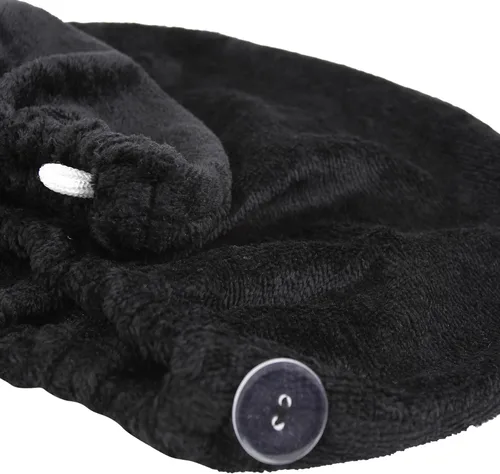 Miniatura 5 de Super Absorbent Quick Dry Spa Bath Wrap Shower Skirt and Hair Drying Turban - 2pc Set (One-Size, Black)