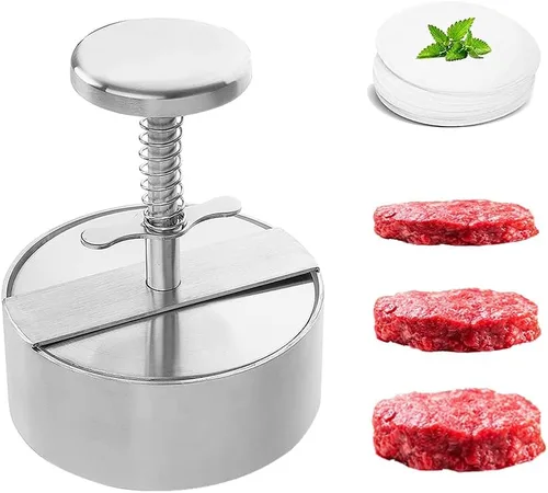 Prensa de hamburguesa ajustable de acero inoxidable para hamburguesas antiadherente, molde para hamburguesas para carne vegetariana, carne de res,