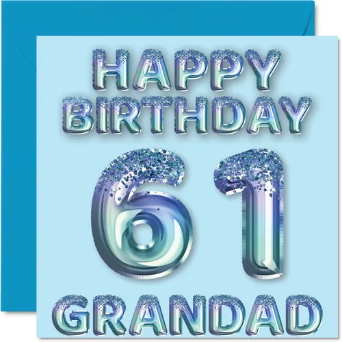 Miniatura 193 de Stuff4 Tarjeta de primer cumpleaños para niños, globo de fiesta con purpurina azul, tarjetas de feliz cumpleaños para niño de 1 año, nieto, hijo, 57