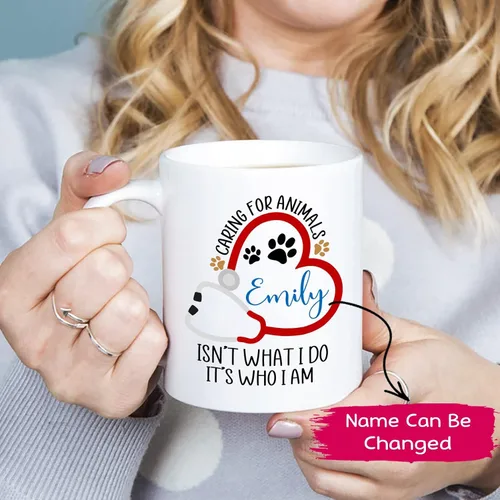 Miniatura 2 de Taza veterinaria personalizada, taza veterinaria de cuidado de animales, regalos para veterinarios, taza con nombre personalizado de veterinario