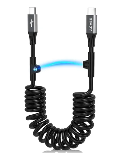 Miniatura 15 de AGVEE Cable de carga corto USB a USB-C en espiral de 1.5 pies [certificado USB-IF] Cable de carga rápida de 3 A en el automóvil para iPhone 17/16/15