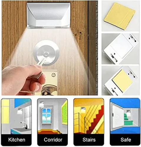 Miniatura 2 de Lámpara de luz de ojo de cerradura con batería PIR infrarrojo IR inalámbrico sensor automático detector de movimiento de puerta con 4 bombillas LED