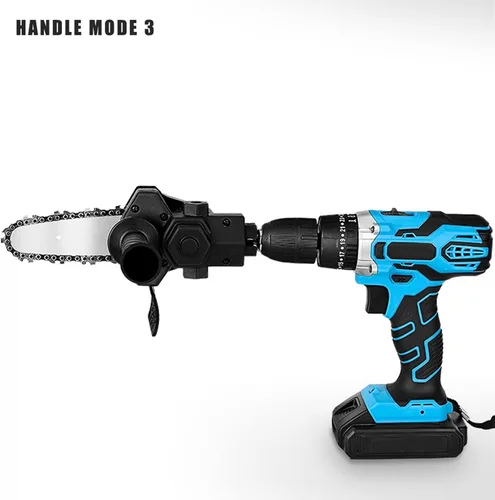 Miniatura 8 de Adaptador de taladro eléctrico a sierra, adaptador de cabezal de conversión de motosierra para taladro de 3 mandíbulas de 0.236-0.512 in, juego