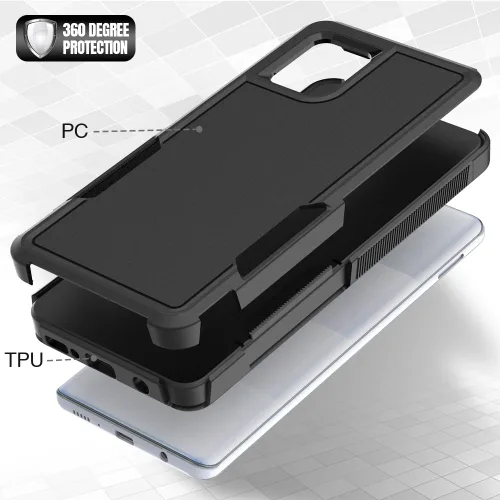 Miniatura 3 de Jeylly Funda para Samsung Galaxy A42 5G con protector de pantalla de vidrio templado, resistente a los golpes, a prueba de caídas, duradera