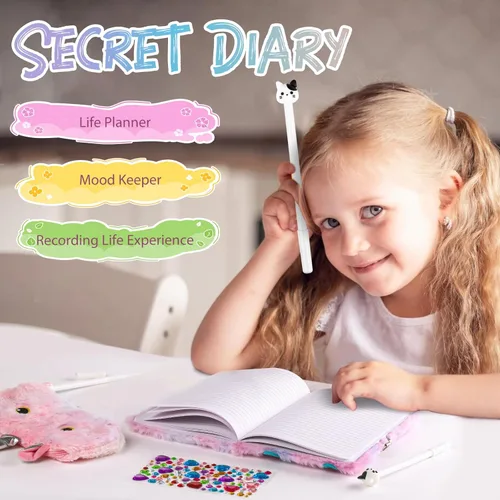 Miniatura 3 de DHQH Diario de Gato con Candado Regalo para Niña de 6, 7, 8, 9, 10, 11, 12 Años, Diario Secreto Cuaderno para Niños Set de Regalo de Navidad