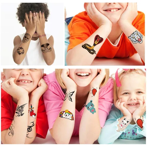 Miniatura 2 de Yazhiji 36 hojas de tatuajes temporales para niños, niñas, adultos, grandes recuerdos de fiesta y decoraciones