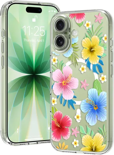 Miniatura 22 de OOK Magnetic for iPhone 17 Case Clear Pretty Flower Girls Women [Not Yellowing][Screen Protector] [ MagSafe Compatible] with Full Camera Lens