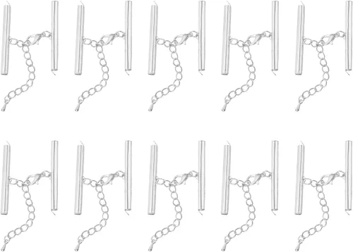 Miniatura 58 de uxcell 10 juegos de cierres deslizantes con cierres de pinza de langosta y cadena de extensión, extremos de cable deslizante de tubo de 0.394 Dorado