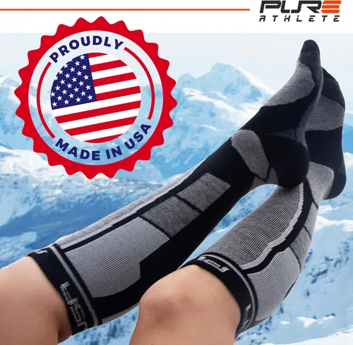 Miniatura 2 de Pure Athlete Calcetines de esquí fabricados en Estados Unidos, calcetines ligeros de lana de alpaca para el invierno para esquiar
