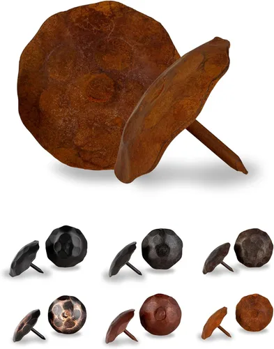 Miniatura 29 de Paquete de 25 clavos decorativos de 1,25 pulgadas de cabeza redonda grande – oxidados – sujetadores rústicos redondos hechos a mano para persiana