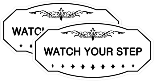 Miniatura 50 de Signs ByLITA Victorian Watch Your Step - Letrero de pared o puerta Material duradero y fácil instalación Señalización de seguridad (negro)
