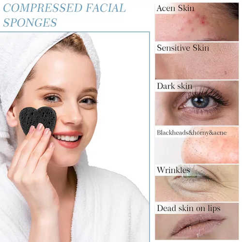 Miniatura 4 de Sieral 120 piezas de esponjas faciales comprimidas con contenedor, almohadillas desechables para la limpieza del rostro, exfoliación, uso estético