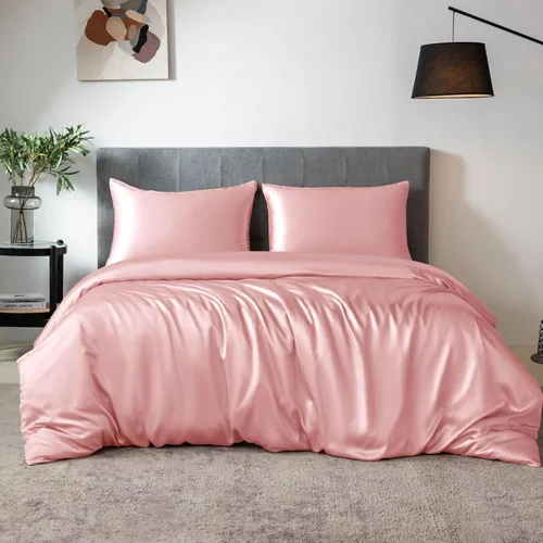 Miniatura 11 de TXHSILK - Sábanas 100% de seda, seda 7A+, 3 piezas, transpirables, suaves, 1 funda de edredón, 2 fundas de almohada con cremallera oculta
