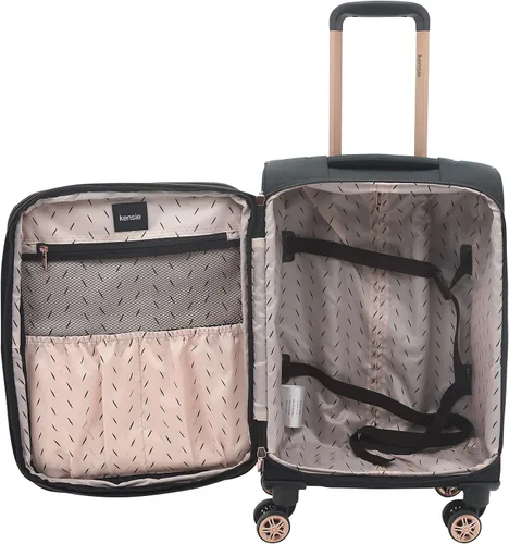 Miniatura 4 de kensie Hudson Softside - Juego de equipaje giratorio de 3 piezas negro con oro rosa Hudson Softside - Juego de equipaje giratorio de 3 piezas