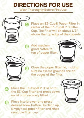 Miniatura 6 de Perfect Pod EZ-Cup Filtros de café de papel con tapa patentada para cafeteras de una sola porción y cápsulas de café, compatibles con Keurig