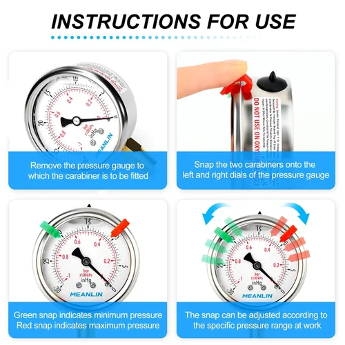 Miniatura 5 de MEANLIN MEASURE - Manómetro de vacío de presión -30inHG~0Psi, esfera con cara de 2.5 pulgadas, NPT de 1/4 de pulgada, manómetro de acero inoxidable