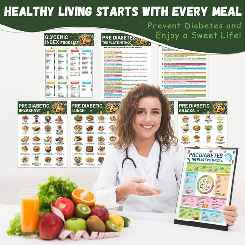 Miniatura 7 de Póster de lista de alimentos prediabéticos para diabéticos, tabla de alimentos, planificador de comidas de dieta, alta proteína de fibra, vitamina