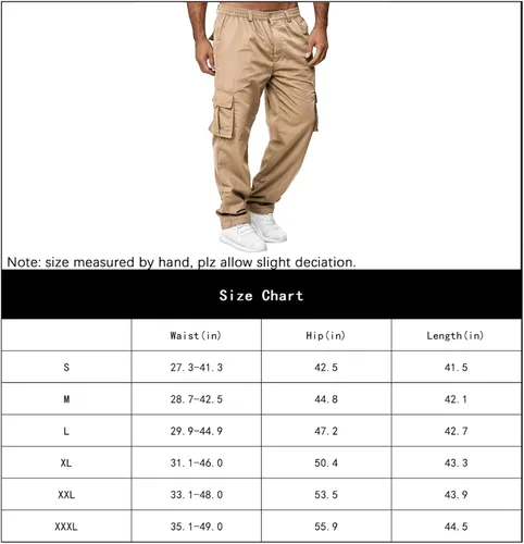 Miniatura 4 de AIFARLD Pantalones cargo para hombre con bolsillos, pantalones deportivos de algodón para senderismo, casuales, atléticos, deportivos