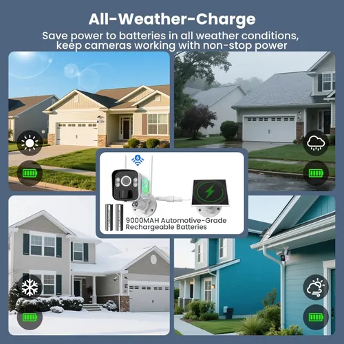 Miniatura 4 de xmartO Sistema de cámara de seguridad solar inalámbrico, 10CH 4K expandible WiFi6 NVR+4* 4MP 2K cámaras para exteriores, todo tipo de clima, audio