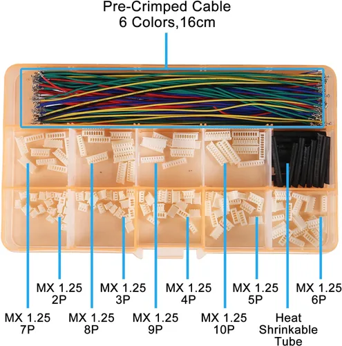 Miniatura 3 de Kit de conectores de 0.049 in con cable preprensado de 5.9 in 2/3/4/5/6/7/8/9/10/12 PIN compatible con conector JST GH Molex PicoBlade de 0.049 in