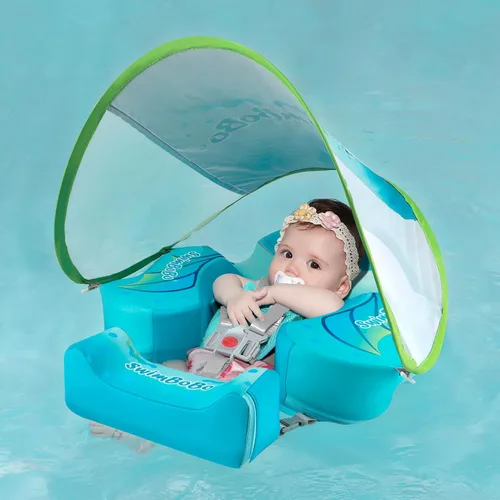 Miniatura 11 de Swimbobo - Flotadores para piscina con toldo no inflable, material de tela suave y agradable a la piel, flotador de natación infantil para niños