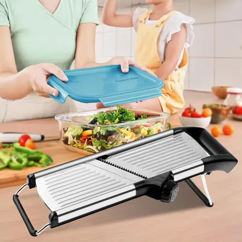 Miniatura 5 de Cortadora de mandolina comercial, cortador de verduras de acero inoxidable, cortador de mandolina antideslizante para cocina, keto, patata, pepino