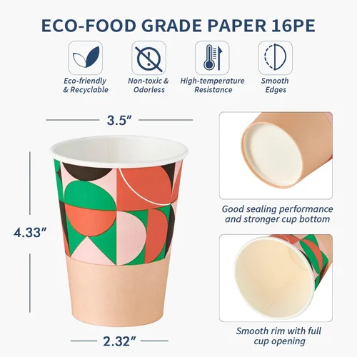 Miniatura 3 de Turbo Bee Paquete de 270 vasos de papel de 12 onzas, tazas de café desechables, vasos para bebidas calientes/frías para agua, tazas de agua de papel