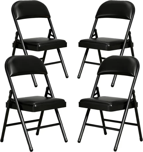 Miniatura 27 de Juego de sillas plegables acolchadas, sillas plegables ligeras, sillas plegables resistentes para comedor, cocina, patio de jardín, fiestas y Negro