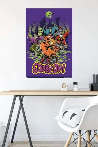 Miniatura 4 de Scooby-Doo - Póster de pared del grupo de villanos, 22.4 pulgadas de largo x 14.7 pulgadas de ancho, versión enmarcada de madera de granero
