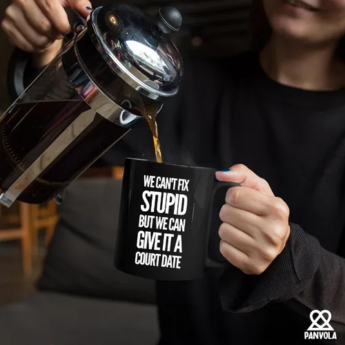 Miniatura 5 de Taza de café de cerámica con texto en inglés "We Can't Fix Stupid But We Can Give It A Court Date Lawyer, Gift To Law Estupid But We Can Give It A