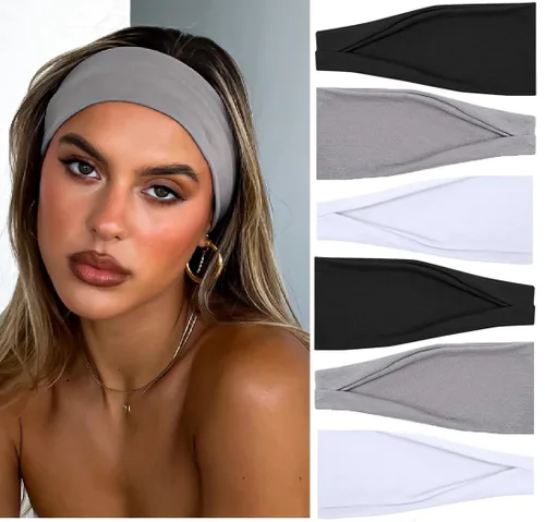 Miniatura 12 de TERSE Diademas para mujer, bandas de pelo de lunares de moda para yoga, entrenamiento, todos los días, bandas anchas y gruesas para la cabeza