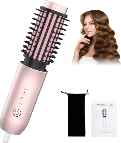 Bestauty - Rizador de pelo portátil inalámbrico de 1.5 pulgadas, rizador de pelo de viaje 2 en 1 y cepillo alisador de pelo, calentamiento rápido, 4