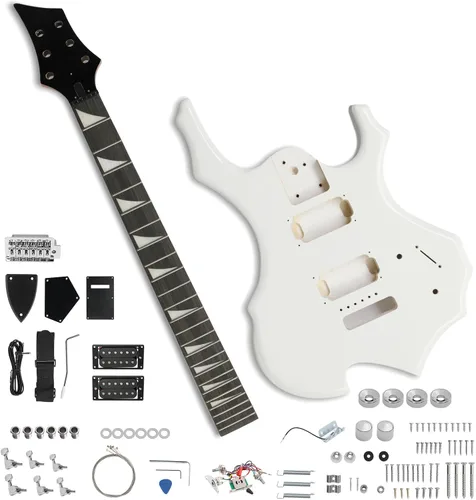Miniatura 14 de Ktaxon Kit de guitarra eléctrica DIY con cuerpo de caoba, kit de guitarra eléctrica de 6 cuerdas de tamaño completo con cuello de arce, correa
