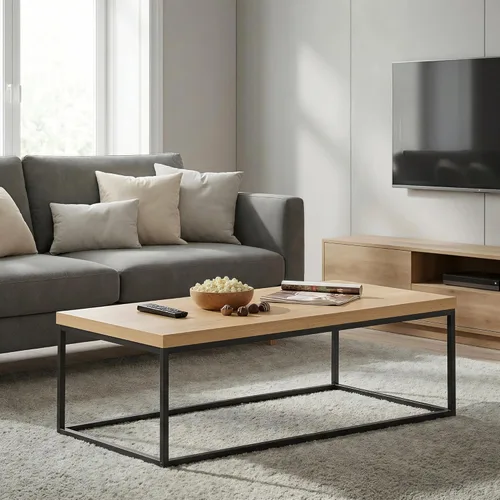 Miniatura 10 de CENSI Mesa de centro otomana de mármol blanco de 47 pulgadas para sala de estar, rectangular estilo industrial moderno, madera y metal (mármol)
