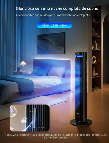 Miniatura 6 de GoveeLife Ventilador de torre de 42 pulgadas para dormitorio, ventiladores de piso inteligentes con oscilación ajustable de 150°, aplicación