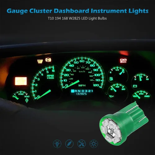 Miniatura 5 de Partsam T10 194 168 focos LED para tablero de instrumentos verdes con toma de bloqueo de giro, súper brillantes. Focos LED para panel