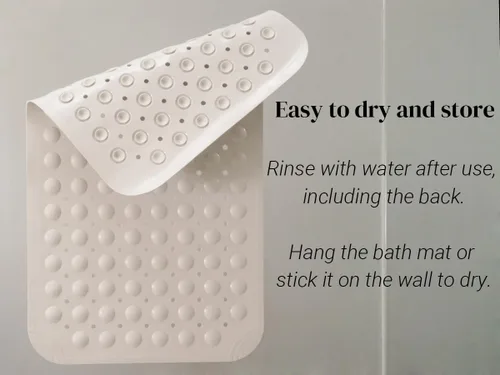 Miniatura 5 de Tapete antideslizante para bañera con ventosa y orificios de drenaje, tapete de baño para bañera, tapete de baño para bañera