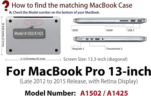 Miniatura 2 de UESWILL Funda de Carcasa Rígida Mate Compatible con MacBook Pro (Retina, 13 pulgadas, principios de 2015/2014/2013/finales de 2012), Modelo Negro