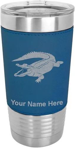 Miniatura 15 de LaserGram Vaso aislado al vacío de 20 onzas, cocodrilo, grabado personalizado incluido (piel sintética, estilo béisbol)