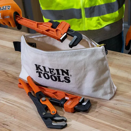 Miniatura 9 de KLEIN TOOLS 62042 - Bolsa con cremallera de 16 pulgadas, extra larga, lona No. 10, bolsa de herramientas resistente, parte inferior de pie de 3