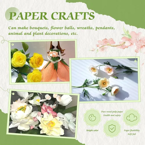 Miniatura 7 de Mlurcu Papel crepé - 6 rollos de serpentinas de crepé verdes, 10 pulgadas de ancho, kit de manualidades de flores para bodas y fiestas de festivales
