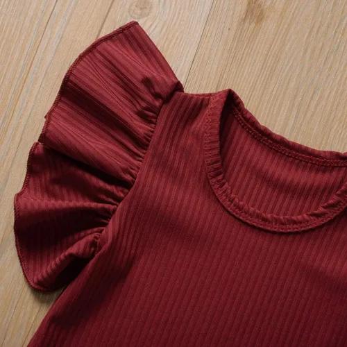 Miniatura 4 de Mameluco de una pieza para bebé recién nacido, con volantes, color liso, ropa casual