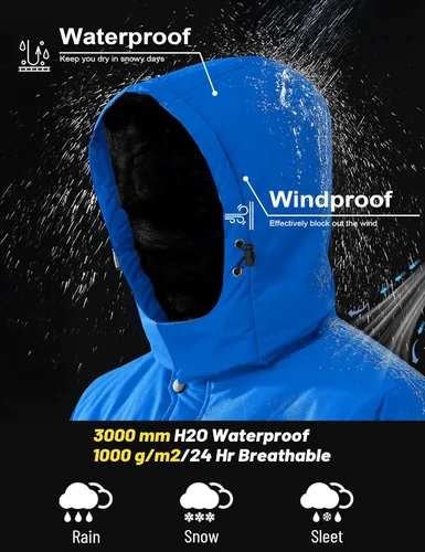 Miniatura 2 de MAGCOMSEN - Abrigos de invierno para hombre, impermeables, con forro polar, parka, con capucha, para esquiar, senderismo, trabajo
