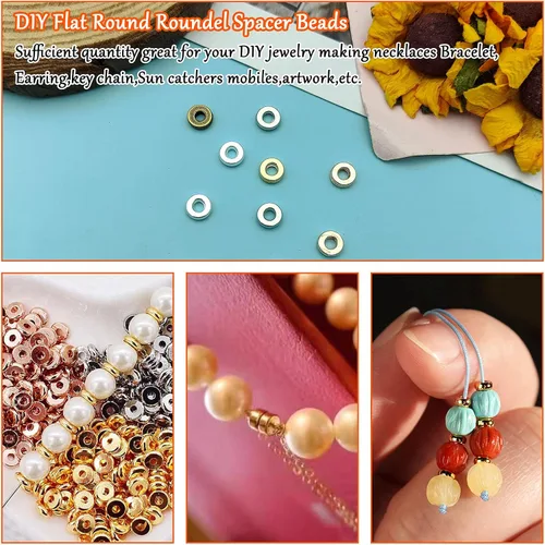 Miniatura 3 de 1000 cuentas espaciadoras redondas planas para manualidades, cuentas de disco de 5 colores para hacer joyas, pulseras, collares, aretes