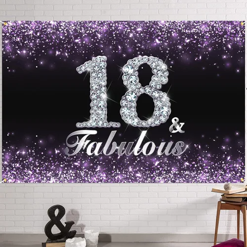 Miniatura 13 de HAMIGAR Fondo de pancarta de feliz cumpleaños número 10 de 6 x 4 pies, suministros de fiesta de cumpleaños para niñas, color morado