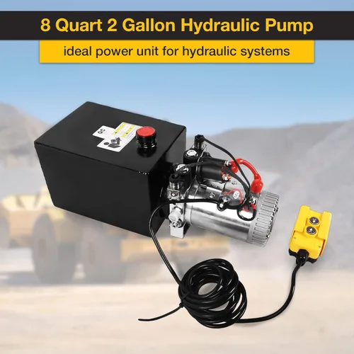Miniatura 2 de Bomba hidráulica de 8 cuartos de galón 12V DC Unidad de potencia hidráulica de doble efecto con depósito de metal Bomba de energía hidráulica
