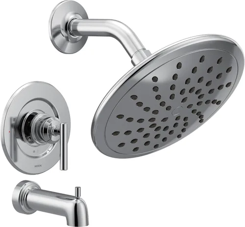 Moen Gibson T3003EP - Moderna moldura cromada Posi-Temp para bañera y ducha con válvula de ducha de lluvia de 8 pulgadas requerida, T3003EP Cromo