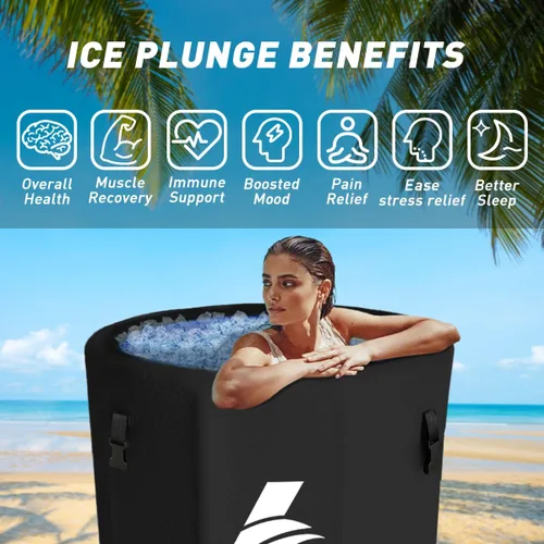 Miniatura 2 de Lumizone Bañera de inmersión fría inflable de 118 galones de capacidad, baño de hielo portátil, compatible con enfriadores de agua con tapa, sellos