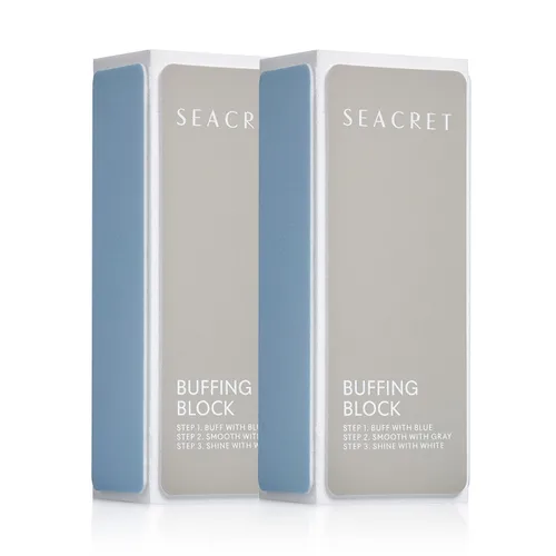 SEACRET Minerals - Bloque profesional para pulir uñas, bloque de pulido de 3 maneras, el secreto para uñas brillantes, manicura y pedicura, paquete