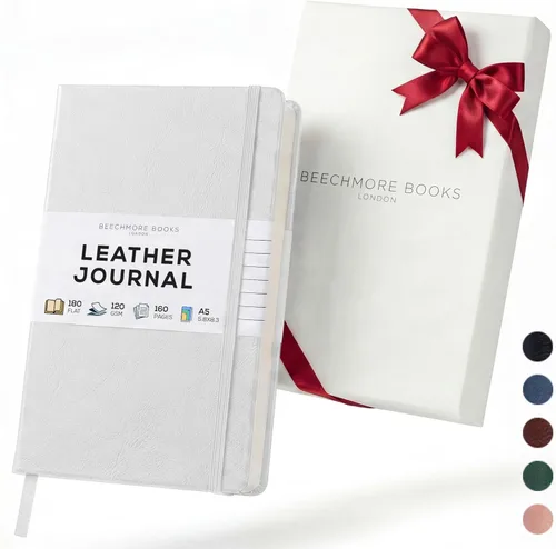 Miniatura 10 de BEECHMORE BOOKS Cuaderno rayado, 5.8 x 8.3 pulgadas, páginas rayadas A5, 160 páginas, diarios de cuero de tapa dura para mujeres, hombres, escritura